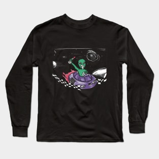 Alien Race in Space Vintage Retro Illustration Long Sleeve T-Shirt